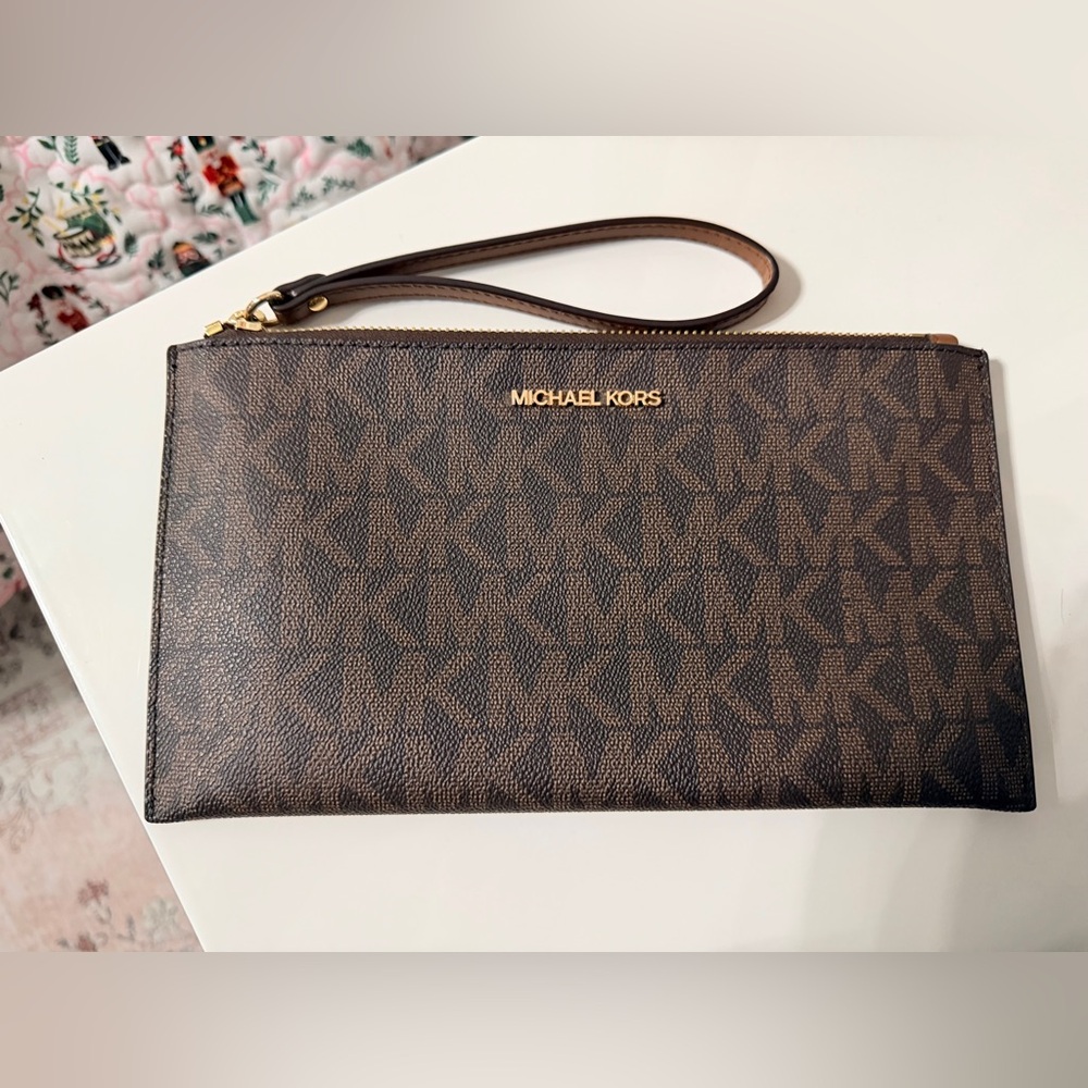 Michael Kors Dark Brown Monogram Wristlet